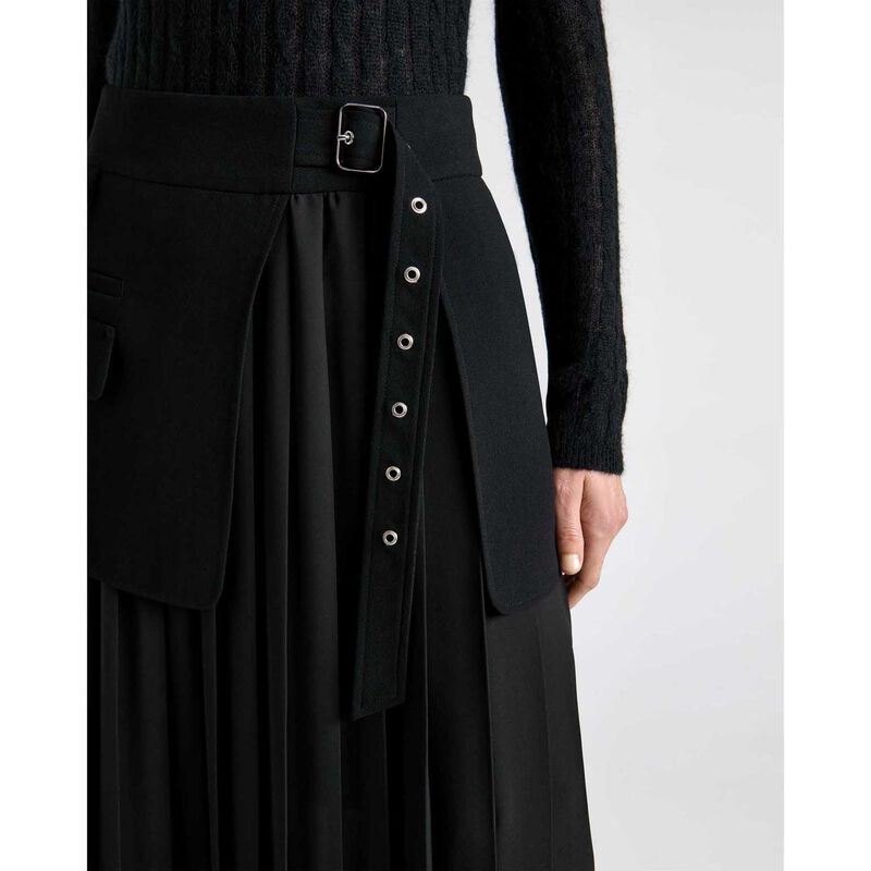 Cue Recycled Crepe Pleated Midi Wrap Skirt image number 2